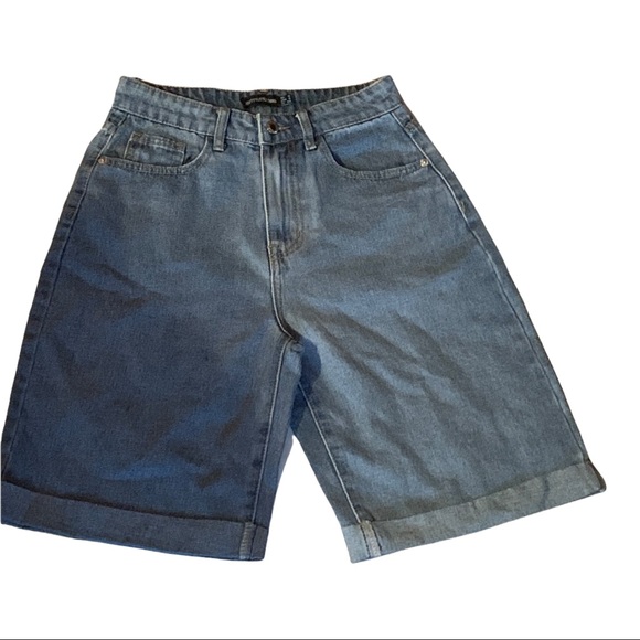 Vintage Wash Denim Longline Tun Up Boyfriend Shorts-Size4 - Picture 7 of 11